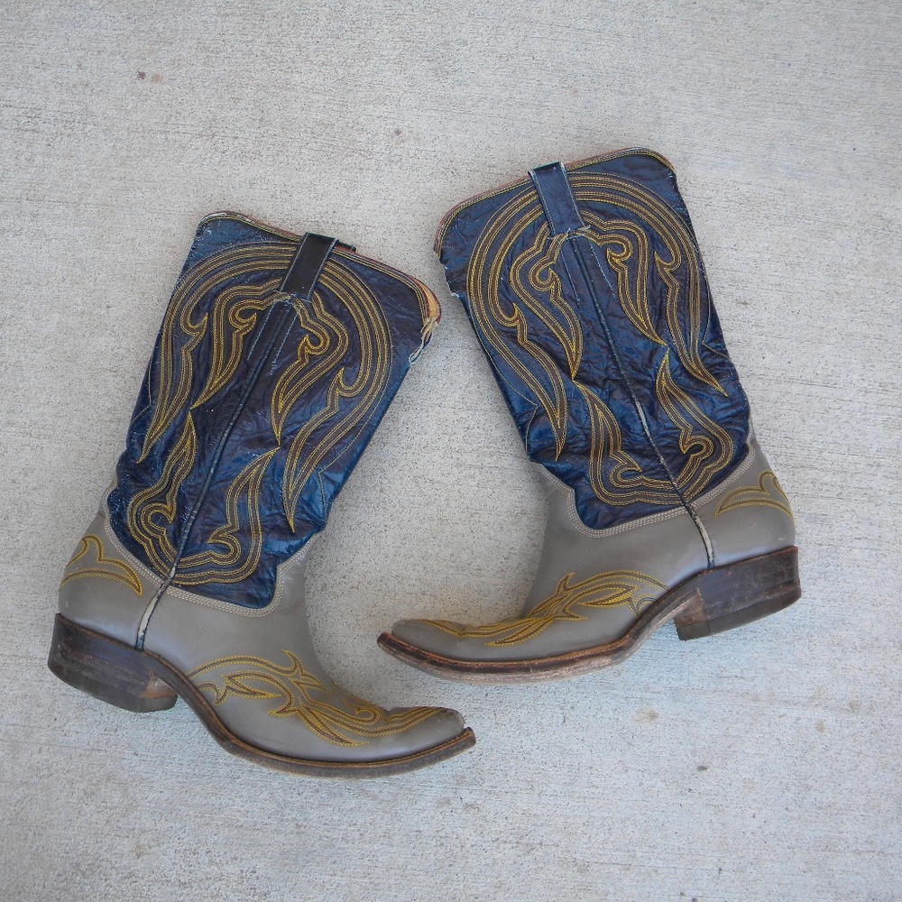 VINTAGE Custom Made Squared Toed Boots